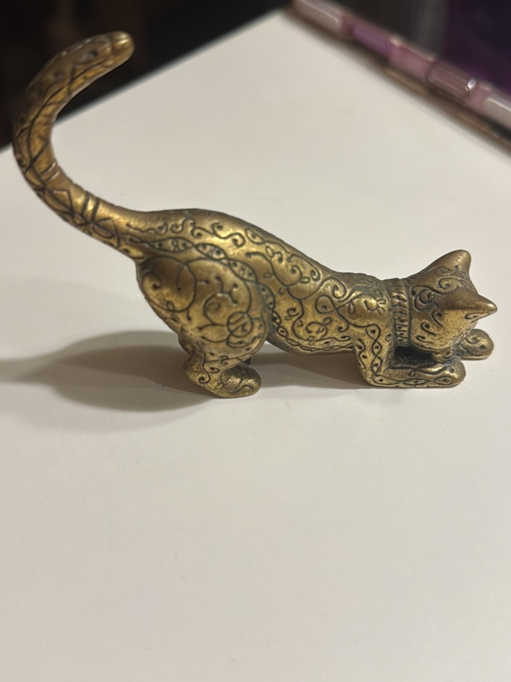 Vintage 1986 Brass Cat Figurine TFM Franklin Mint